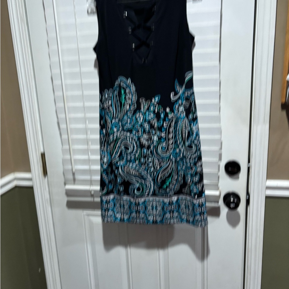 JM Collection Black and Blue Lace-Up Midi Dress - Picture 4 of 9